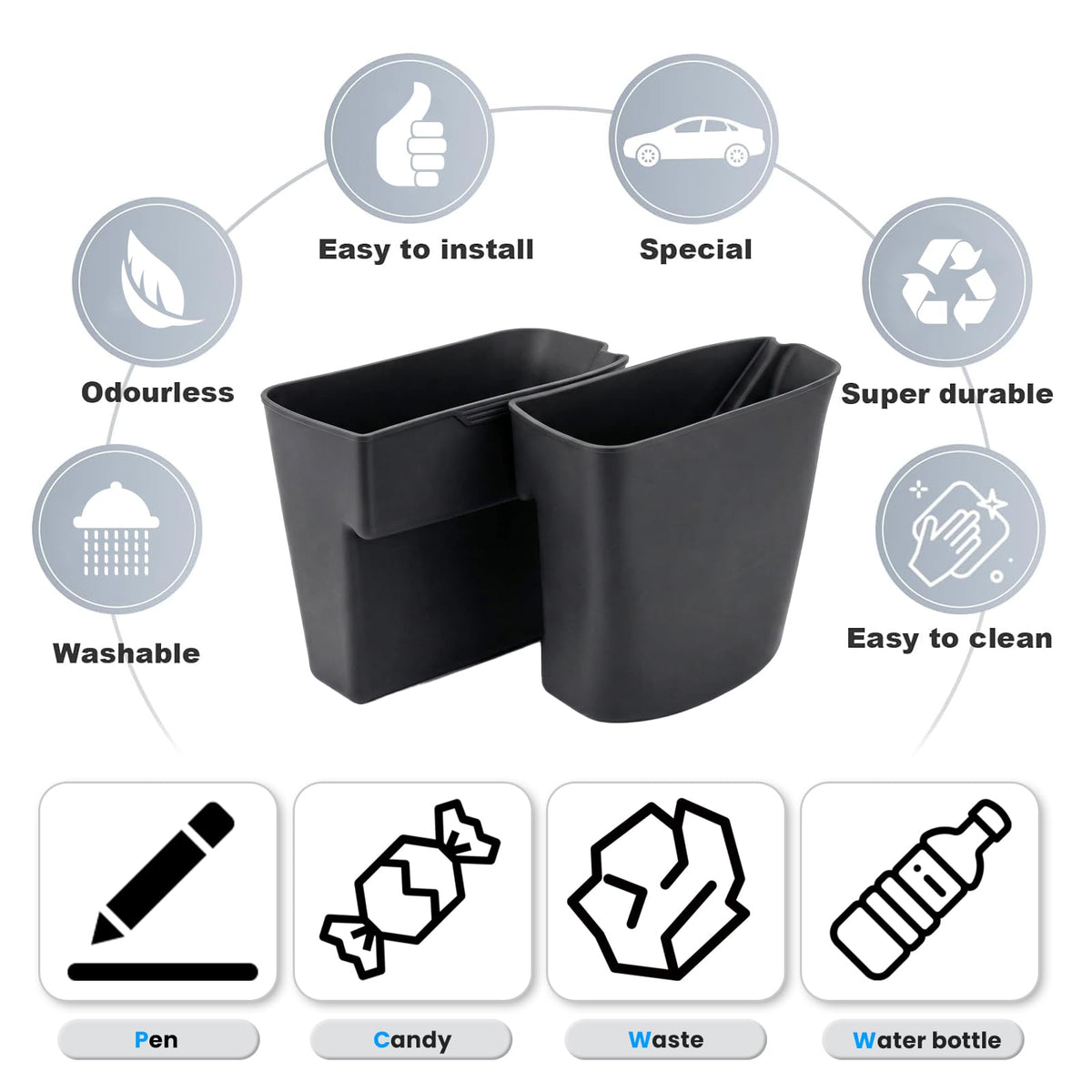 Neepiar being emptied with car door open for fast waste removal and cleaning