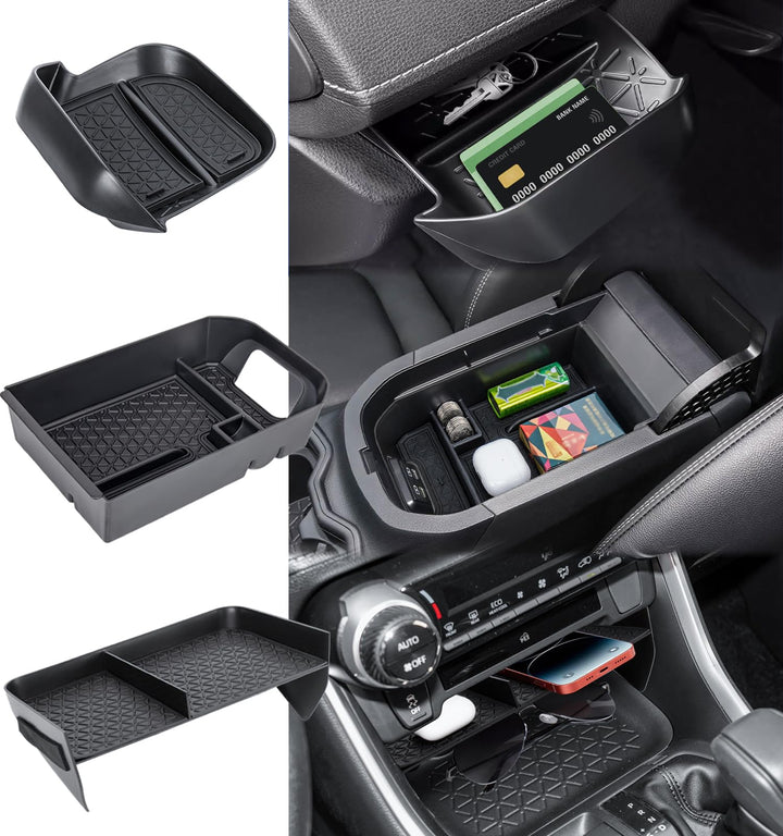 Neepiar front view of three-piece console set showing neat storage benefit