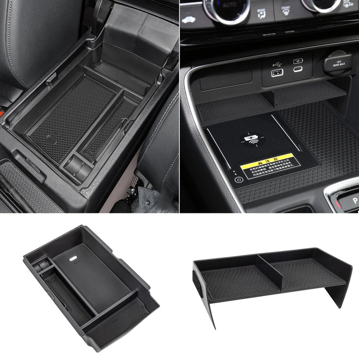 Neepiar front view of console insert showing tidy compartments and quick access