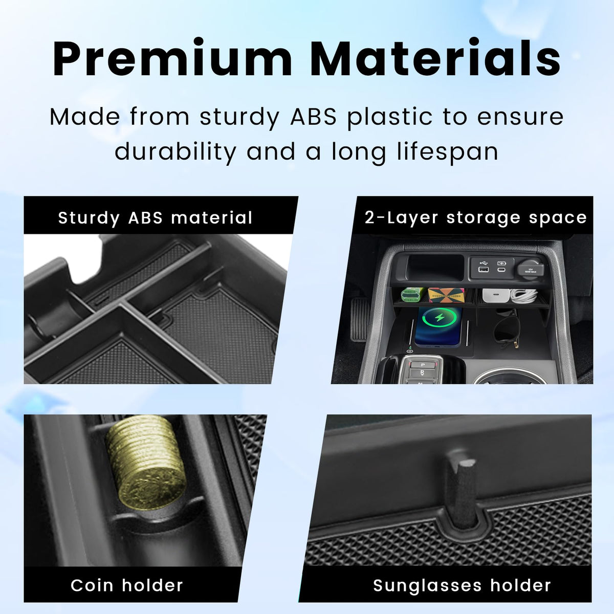 Neepiar hidden storage tray revealed under armrest for secure out-of-sight storage