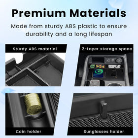 Neepiar hidden storage tray revealed under armrest for secure out-of-sight storage