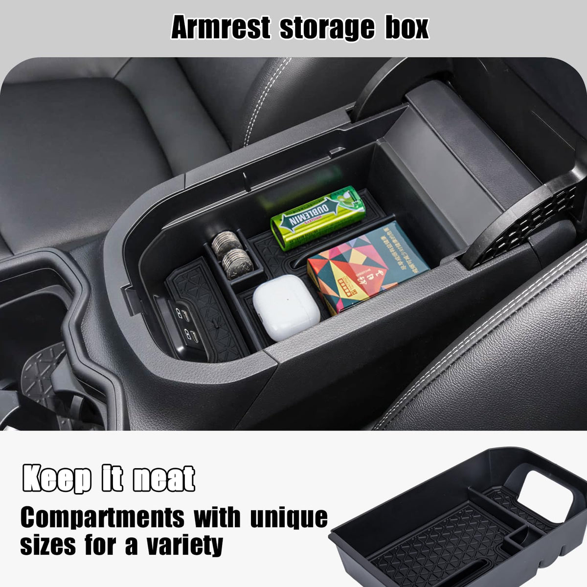 Neepiar installed in RAV4 console top view improving organization benefit