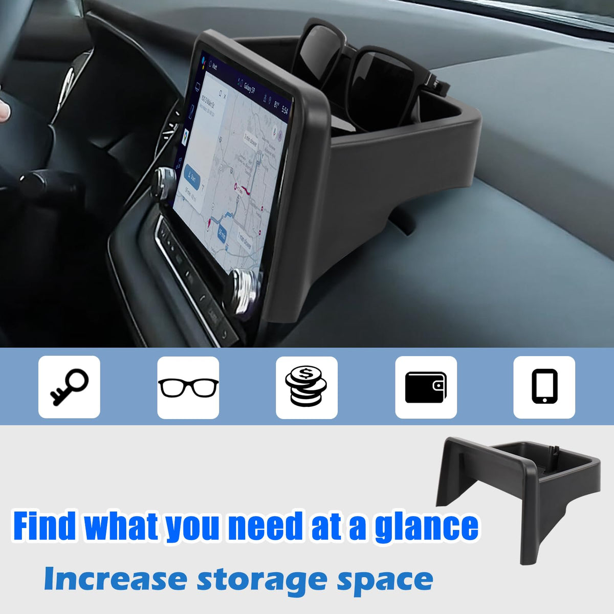 Neepiar tray holding sunglasses and cards for quick access