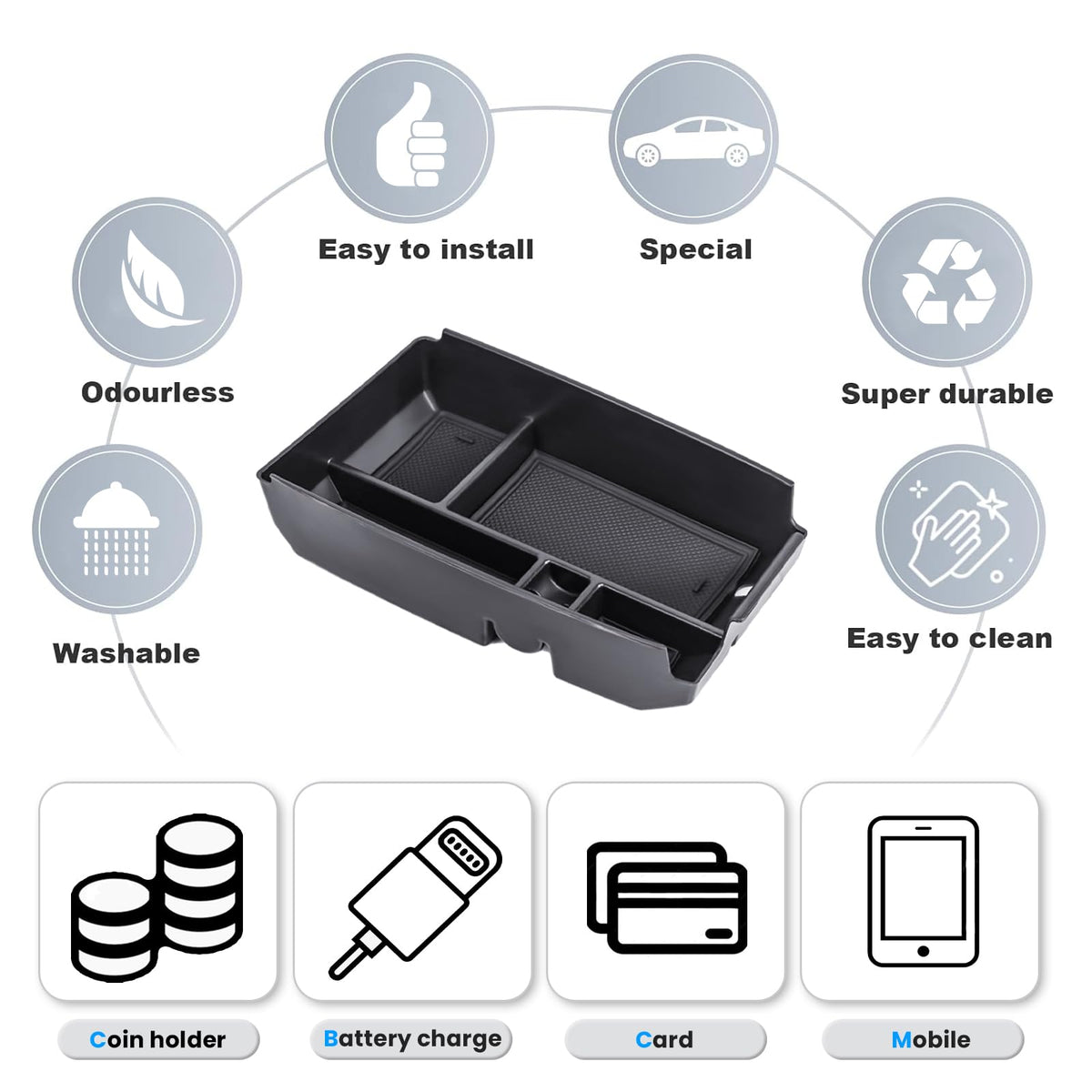 Neepiar lifestyle in car driving view demonstrating clutter‑free center console