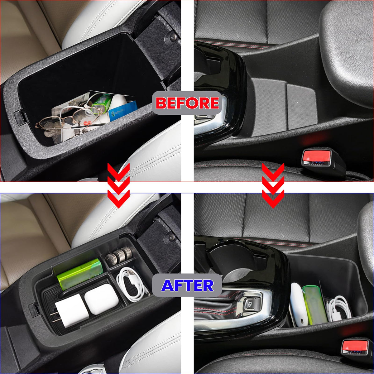 Neepiar organizer holding phone, sunglasses, coins demonstrating tidy, accessible storage