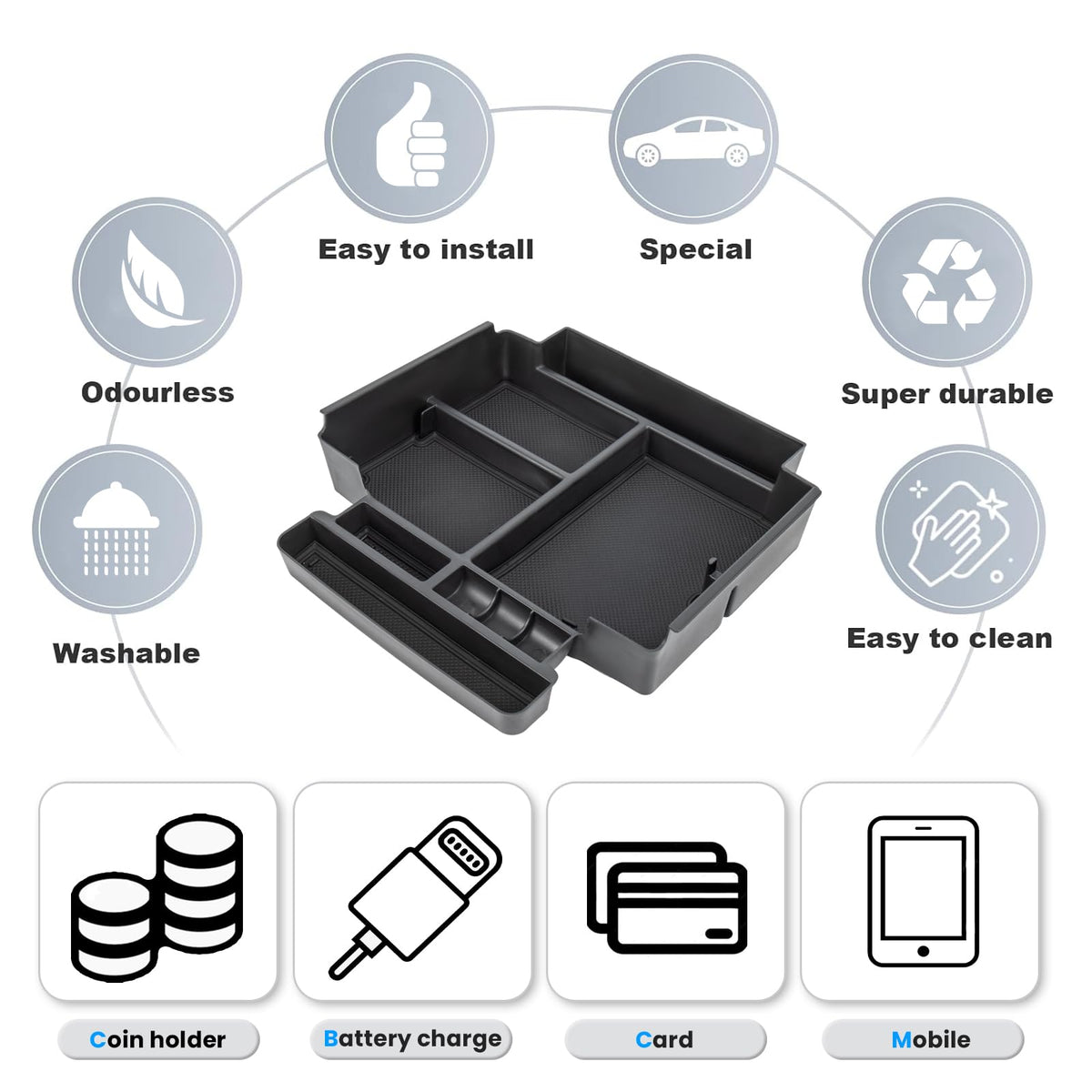 Neepiar phone, card and coin layout for quick access