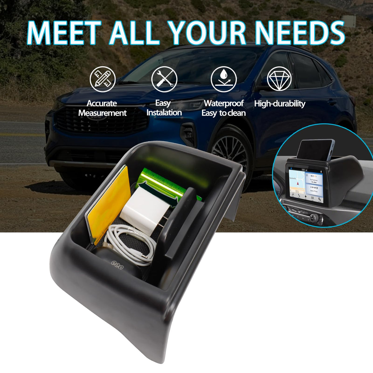 Neepiar organizers next to keys and phone illustrating capacity