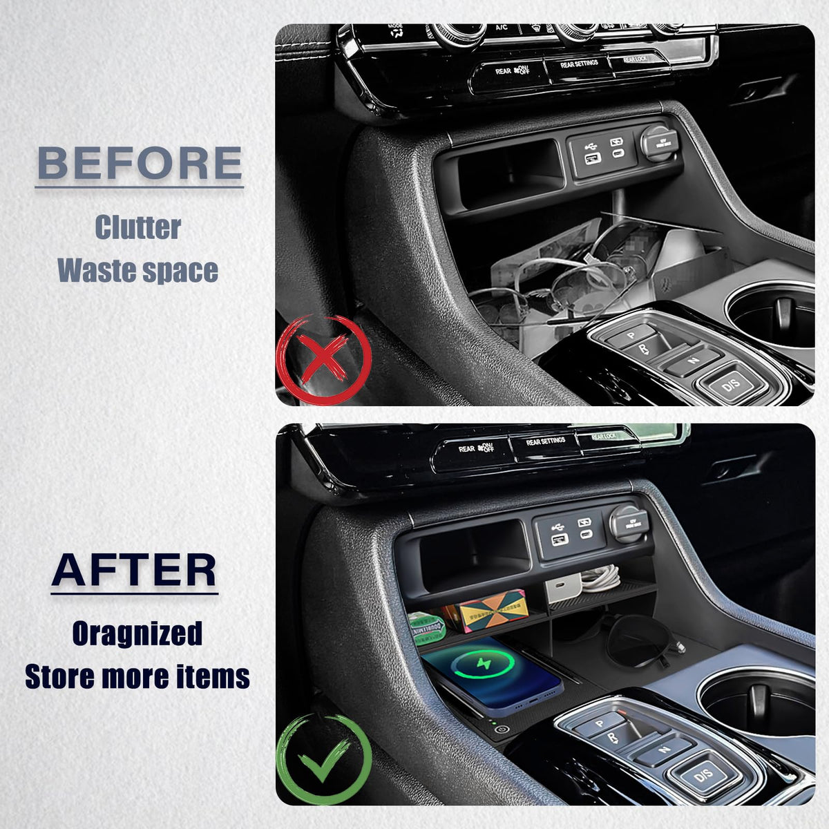 Neepiar side profile demonstrating precise fit in Honda console