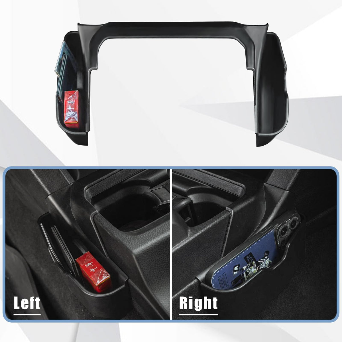 Neepiar organizer next to Tacoma gear shift showing compact, nonintrusive scale