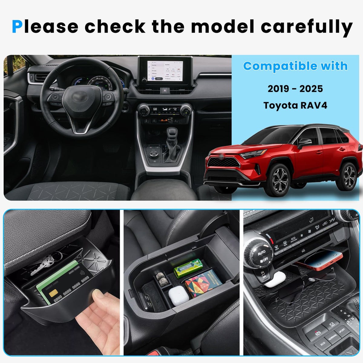 Neepiar installed in Toyota RAV4 center console demonstrating organized space