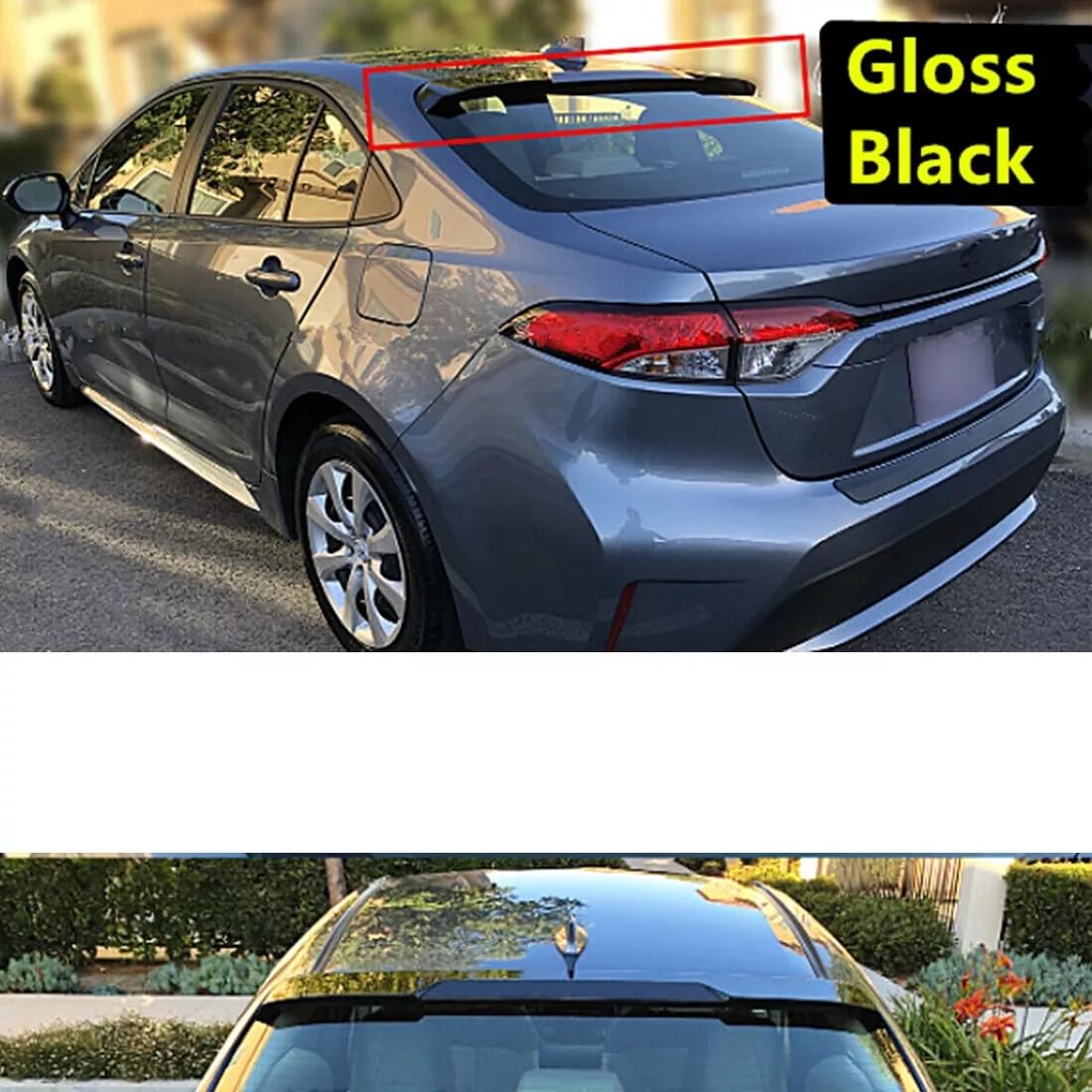 NEESPOC side view installed on Corolla showing cleaner roofline and sportier silhouette