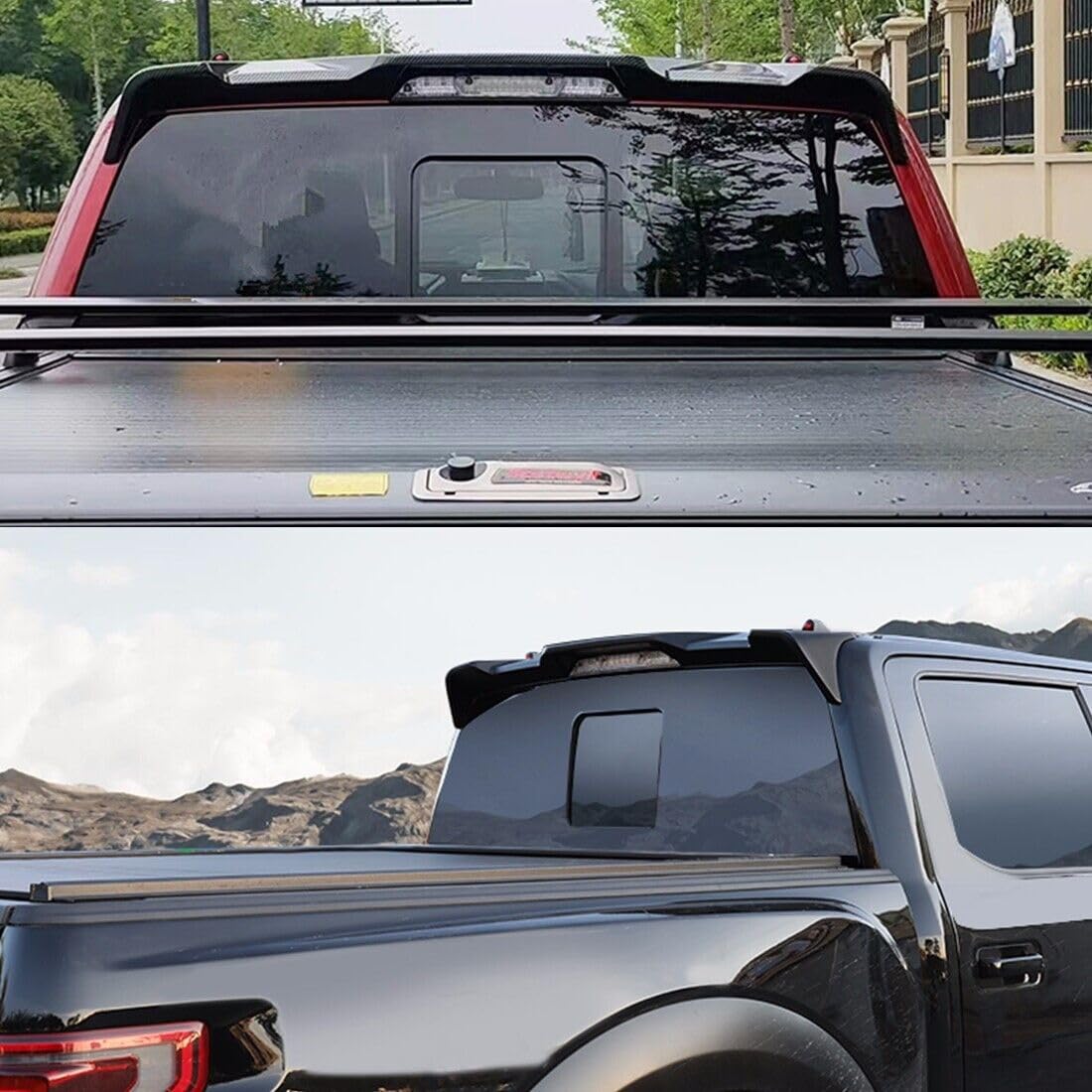 NeespoC spoiler painted sample matching truck color for cohesive look
