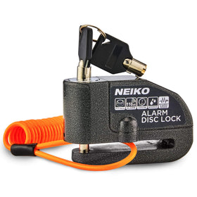 NEIKO disc lock front view showing robust metal body and alarm for visible deterrence