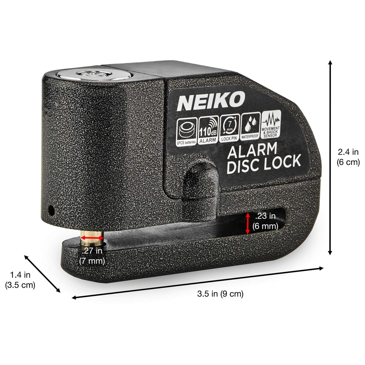 NEIKO disc lock mounted on a motorcycle rotor illustrating universal fit and protection