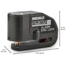 NEIKO disc lock mounted on a motorcycle rotor illustrating universal fit and protection