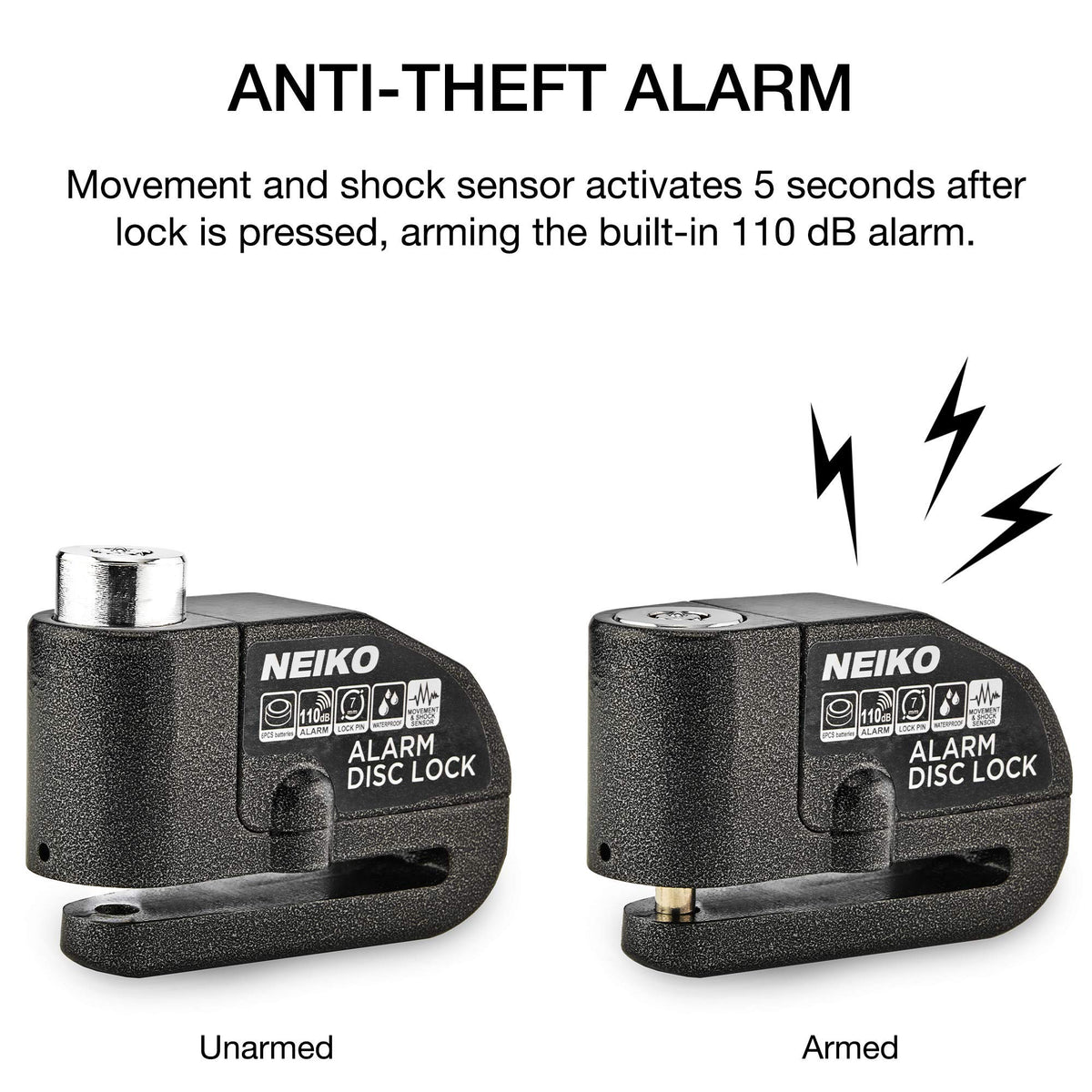 NEIKO lock with 4 ft reminder cable preventing accidental riding with lock engaged