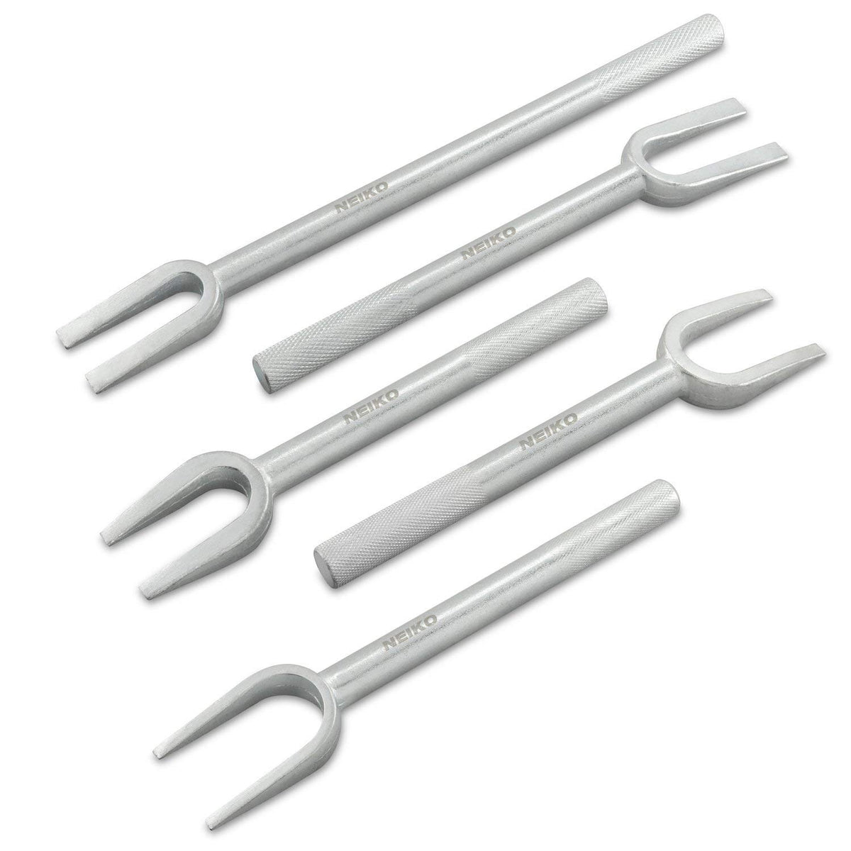 NEIKO front view of five-piece pickle fork set showing sizes and alignment, easy selection
