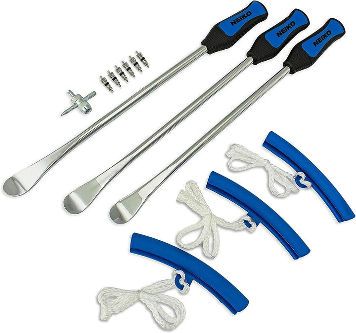 NEIKO front packaging showing full tire spoon and accessory kit with organized layout for convenience