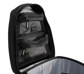 Nelson-Rigg clear mesh pockets under lid for organized small-item storage