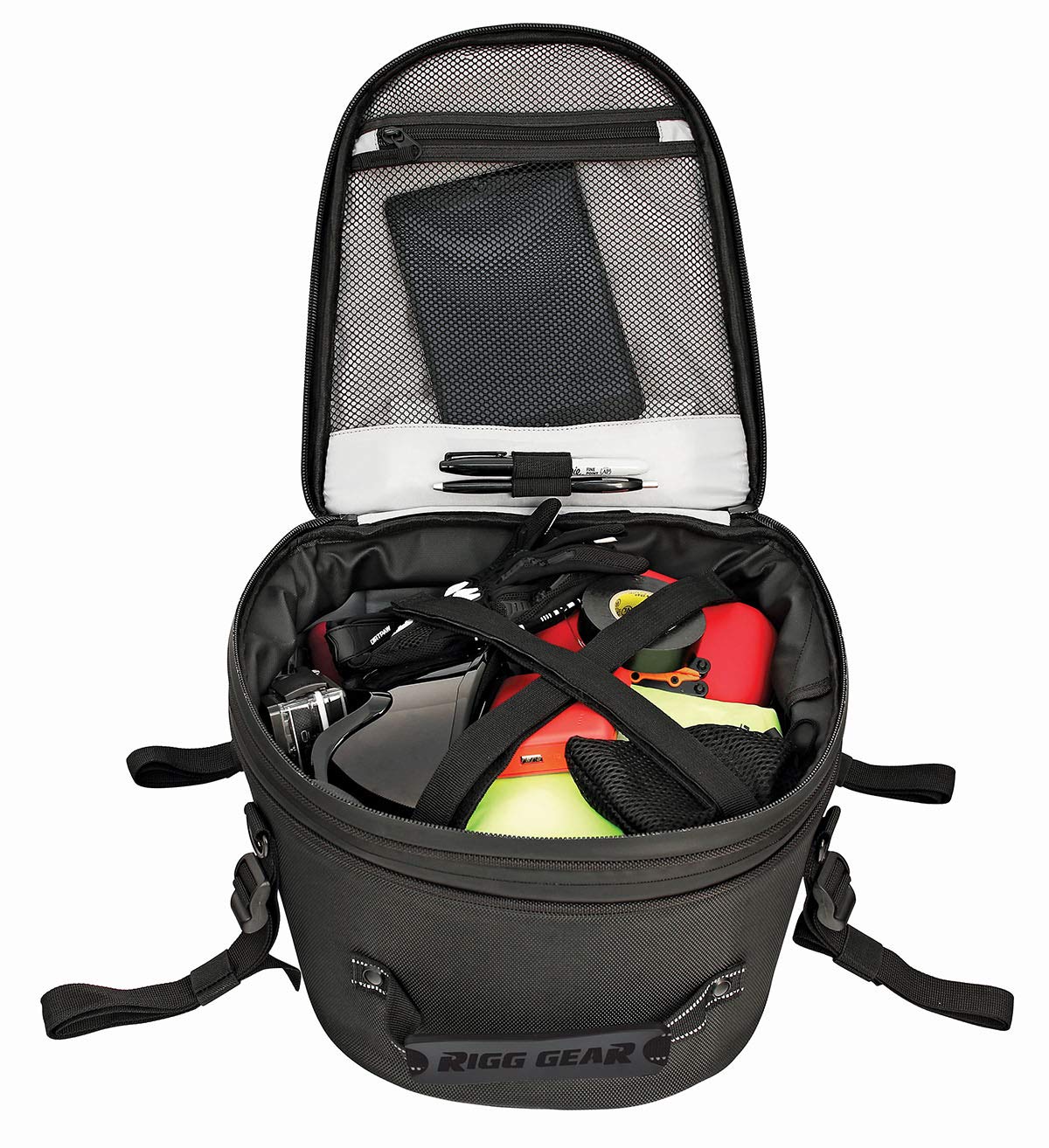 Nelson-Rigg mounting webbing and buckles for secure rack fitment