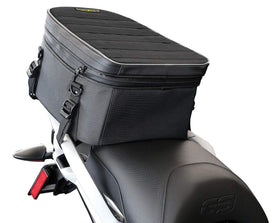 Nelson-Rigg on motorcycle rack illustrating real-world fit