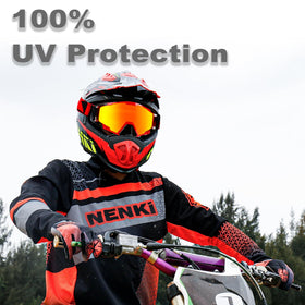 NENKI goggles worn by off-road rider illustrating real-world protection