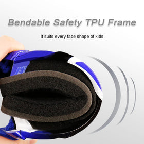 NENKI goggles on kid's helmet lifestyle shot promoting safe riding