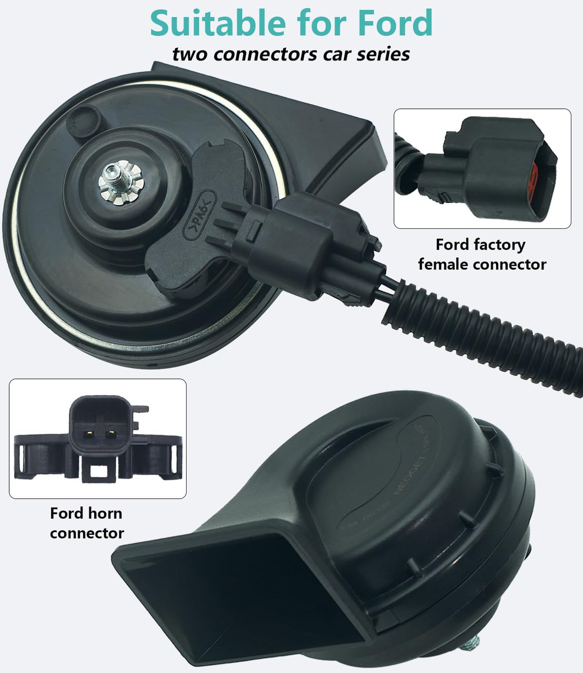 NEOGET horn held in hand illustrating compact size and easy mounting