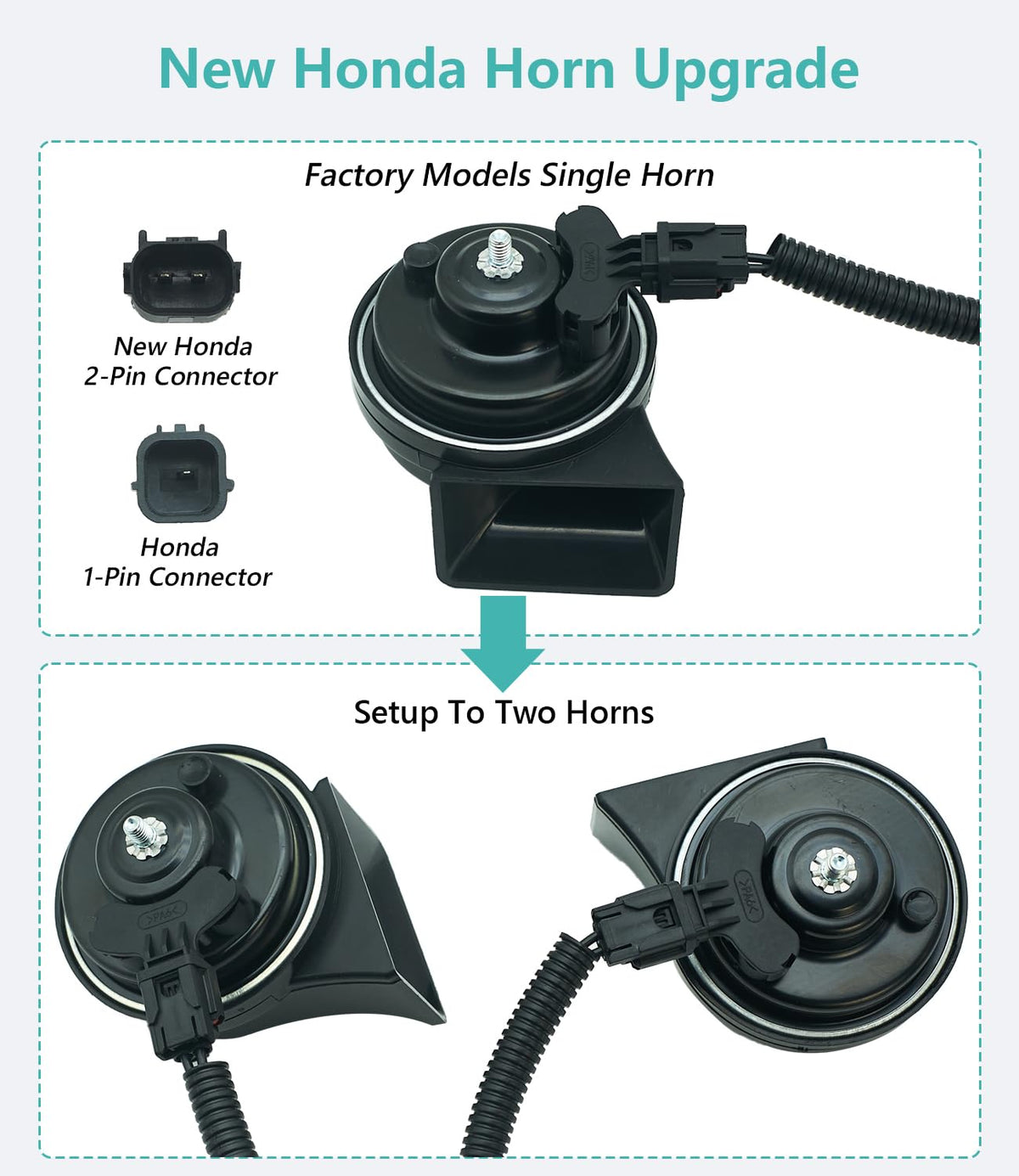NEOGET low-tone horn profile, illustrating deeper sound and improved audibility