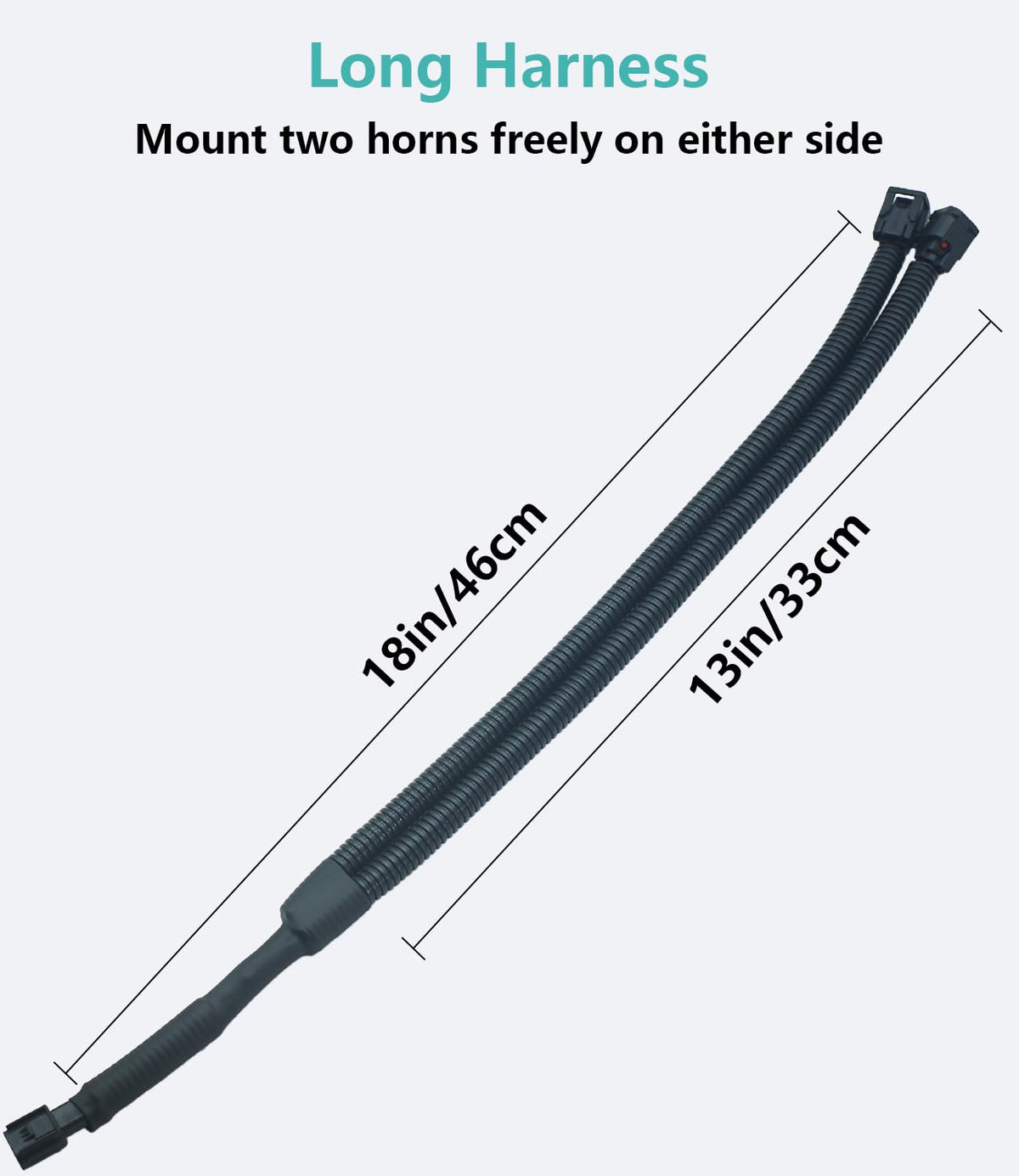 NEOGET mounted horns with ruler for scale, showing compact size and easy fitment