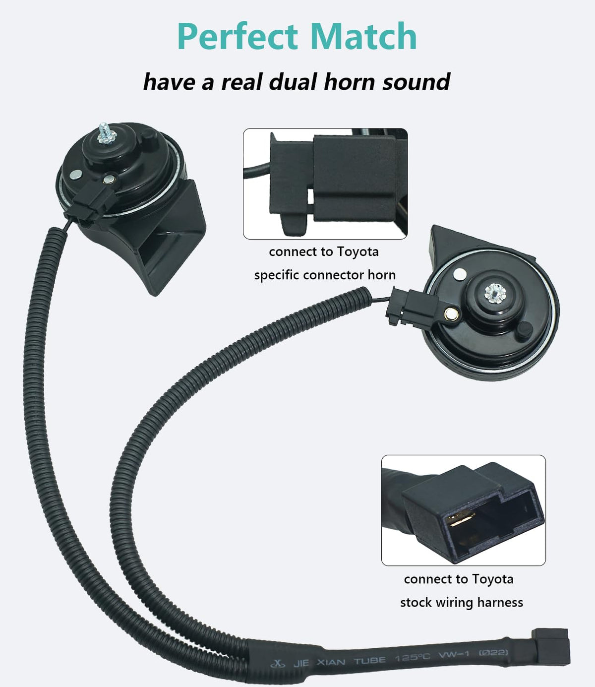 NEOGET horns mounted under Toyota hood showing correct grounding and secure fit