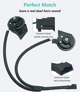 NEOGET horns mounted under Toyota hood showing correct grounding and secure fit