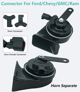 NEOGET horn beside ruler showing compact size for easy vehicle fitment benefit