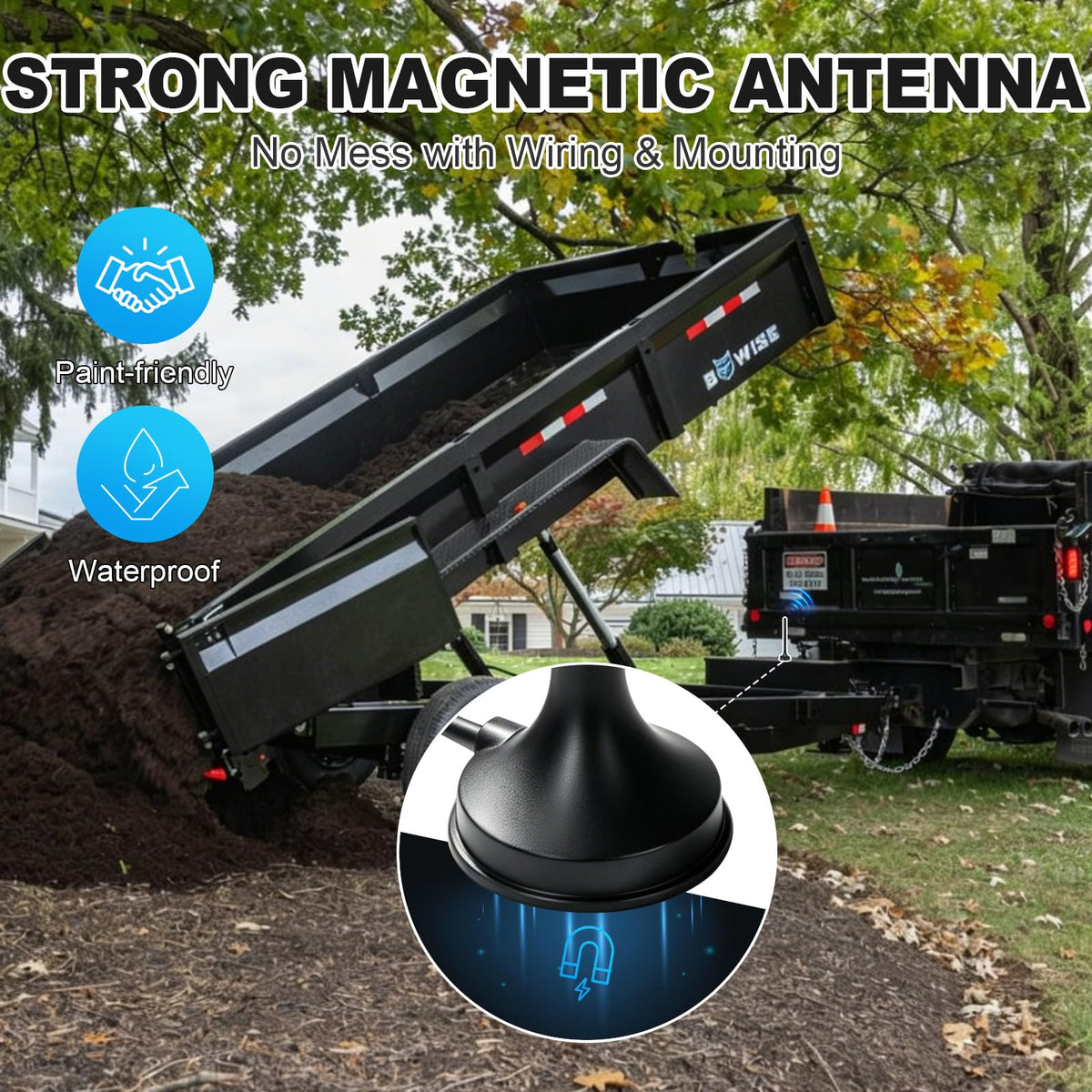 NEONLG CT621 magnetic mount with rubber coating protecting trailer finish
