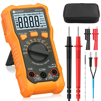 Neoteck front view showing meter display and benefits of portable diagnostics