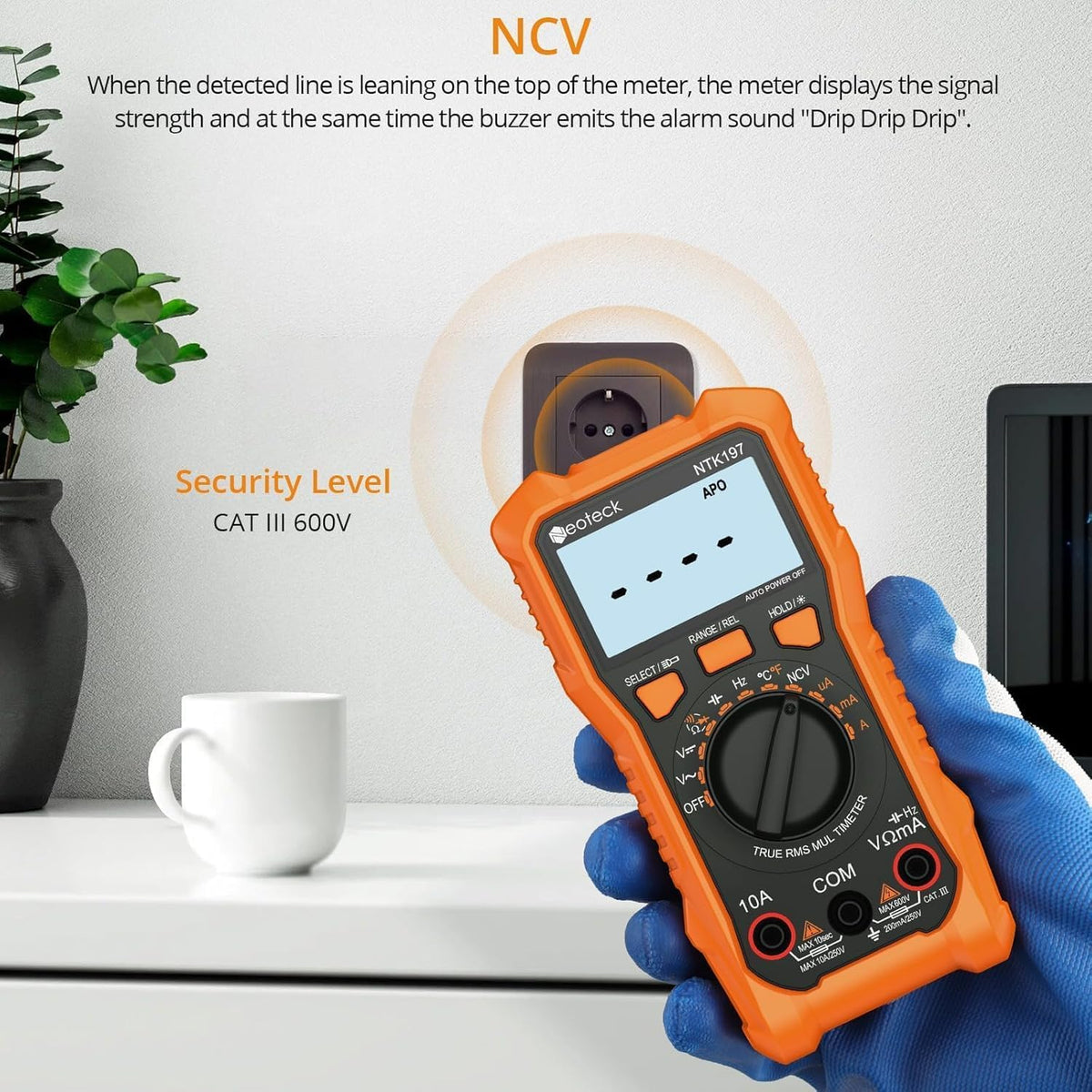 Neoteck test probes and screwdriver included for quick setup and use
