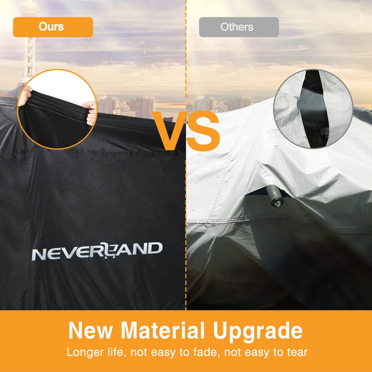NEVERLAND quick-adjust buckles and straps securing cover on trailer