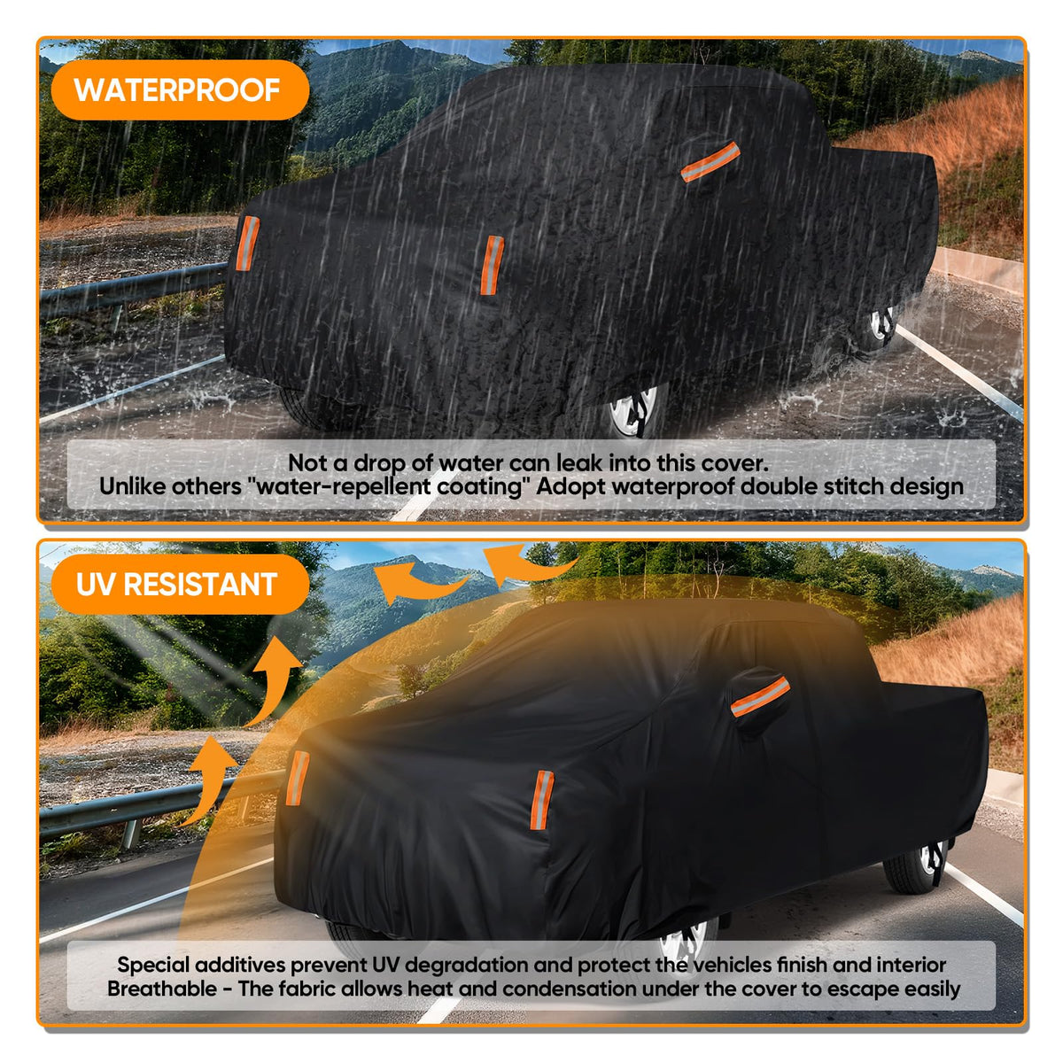 NEVERLAND elastic hem and wheel straps securing cover in wind