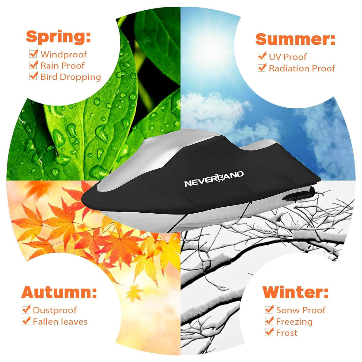 NEVERLAND folded cover stored compactly highlighting easy storage and portability