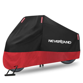NEVERLAND front view of cover on bike showing full protection and neat fit