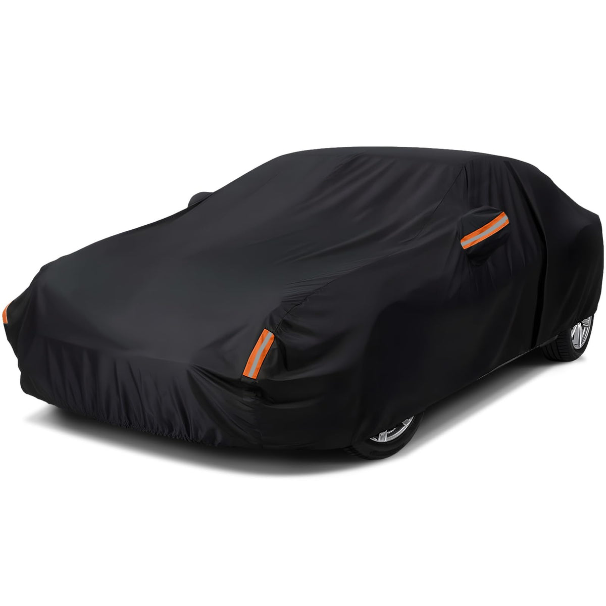 NEVERLAND front view of full sedan cover showing complete protection benefit