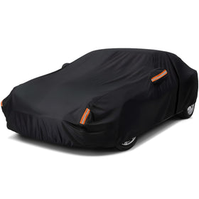 NEVERLAND front view of full sedan cover showing complete protection benefit