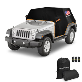 NEVERLAND front view on Wrangler showing sleek protective coverage and fit