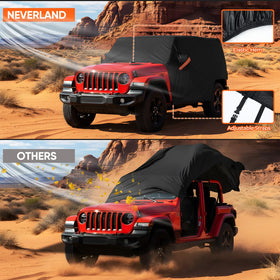 NEVERLAND installed on Wrangler side angle highlighting coverage