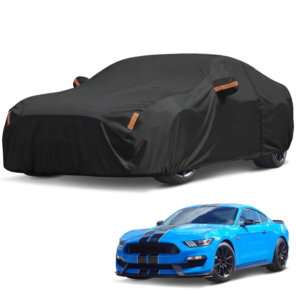 NEVERLAND Mustang outdoors under the cover illustrating all-weather protection