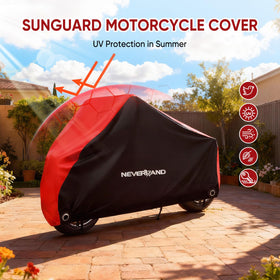NEVERLAND cover fitted on motorcycle demonstrating complete outdoor protection
