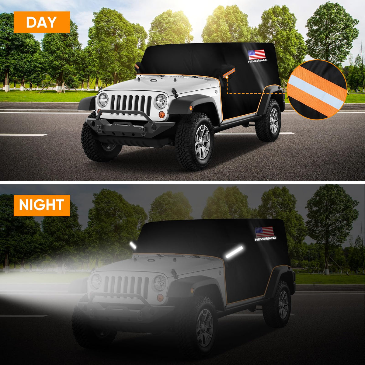 NEVERLAND reflective mirror strips close detail improving nighttime visibility