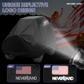 NEVERLAND side hem elastic detail, secures cover snugly against wind