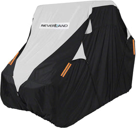 NEVERLAND front view of cover protecting UTV, showing full-weather defense