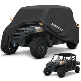 NEVERLAND front view of cover protecting parked UTV showing full fit and protection